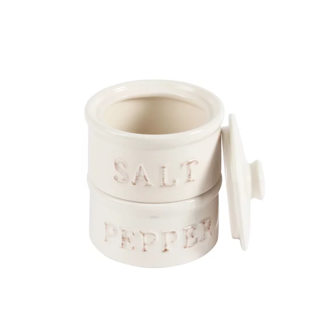 Statement Stacked Salt & Pepper Pinch Pots - White