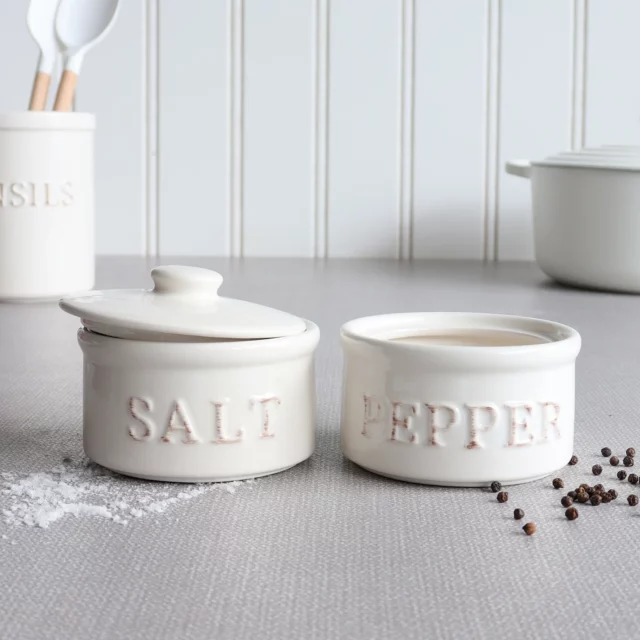 Statement Stacked Salt & Pepper Pinch Pots - White