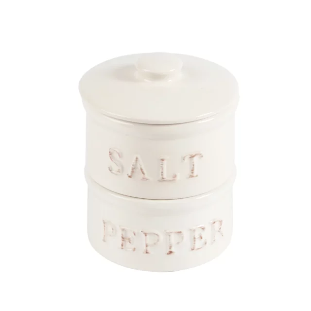 Statement Stacked Salt & Pepper Pinch Pots - White
