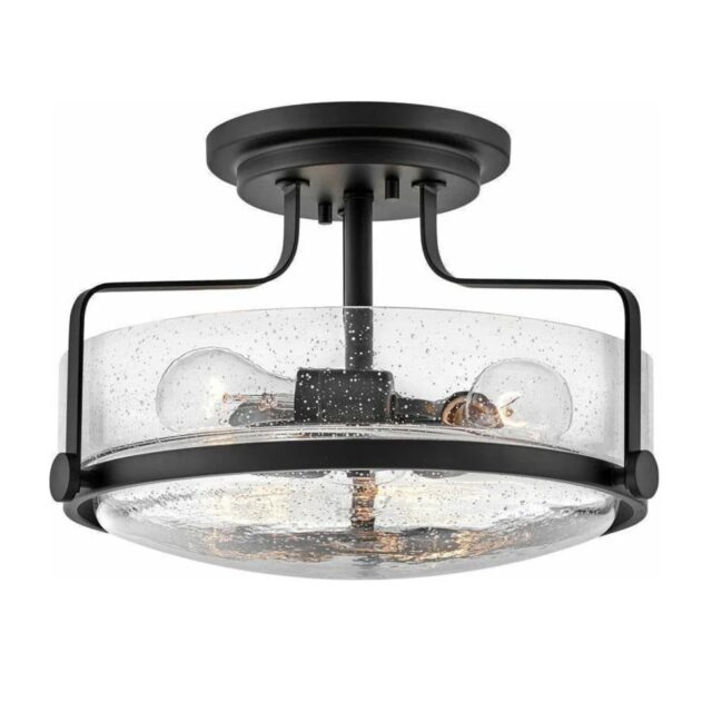 Harper Medium Semi-Flush Mount - Black <BR> Special Order