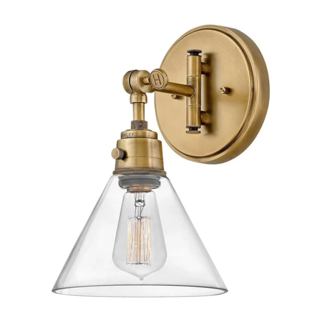 Arti Small Single Light Sconce - Heritage Brass with Glass <BR> Special Order