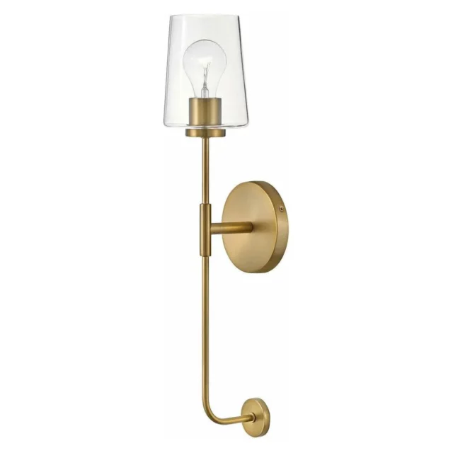 Kline Large Single Light Tall Sconce - Lacquered Brass <BR> Special Order